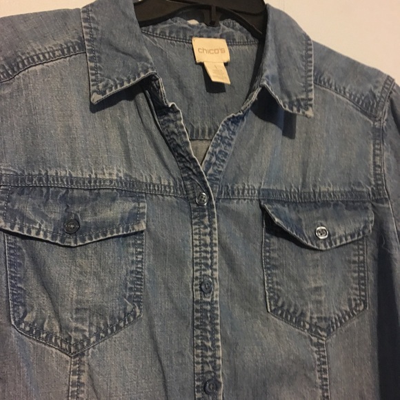 Chico’s denim button up top - Picture 2 of 7